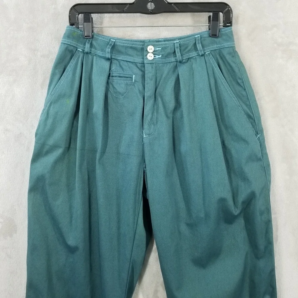 Vtg Jeans Women 28 x 30 Overdyed Pleated High Waisted‎ Tapered Baggy Y2K *Read